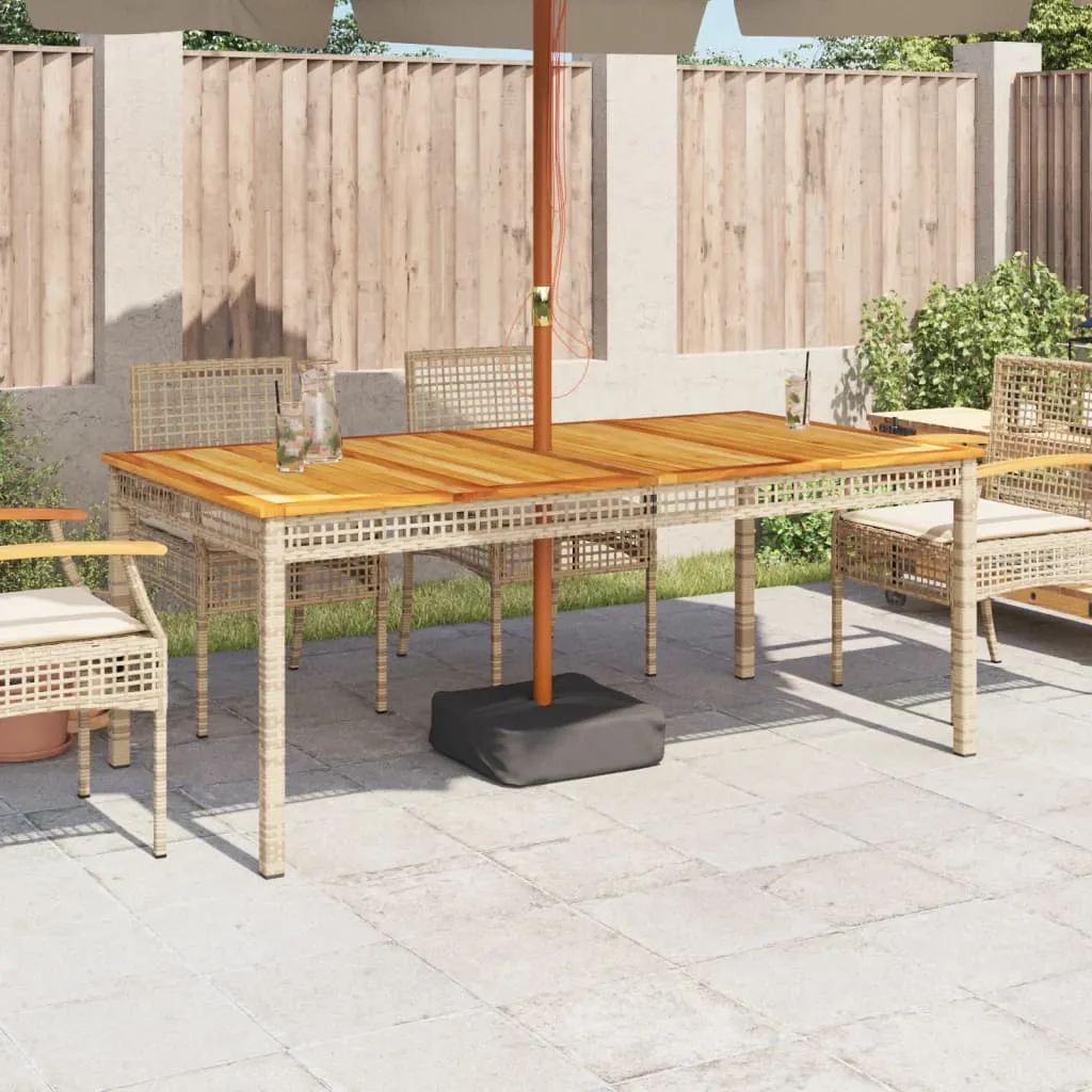 Patio Table Furniture Outdoor Garden Backyard Poly Rattan Acacia Wood