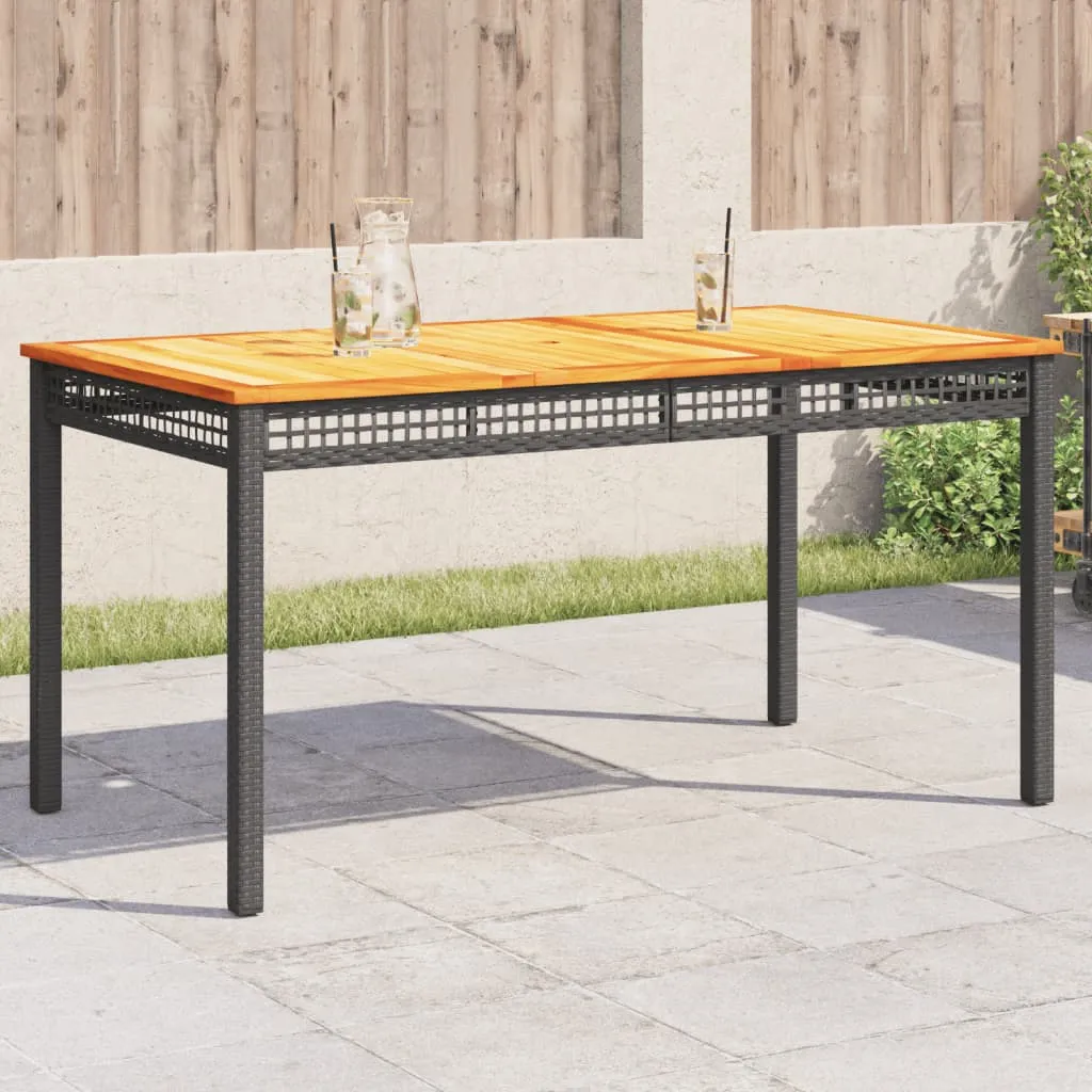 Patio Table Furniture Outdoor Garden Backyard Poly Rattan Acacia Wood