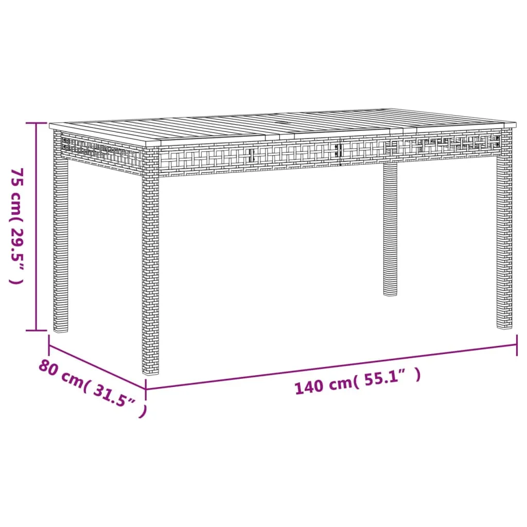 Patio Table Furniture Outdoor Garden Backyard Poly Rattan Acacia Wood