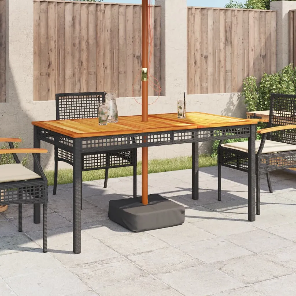 Patio Table Furniture Outdoor Garden Backyard Poly Rattan Acacia Wood