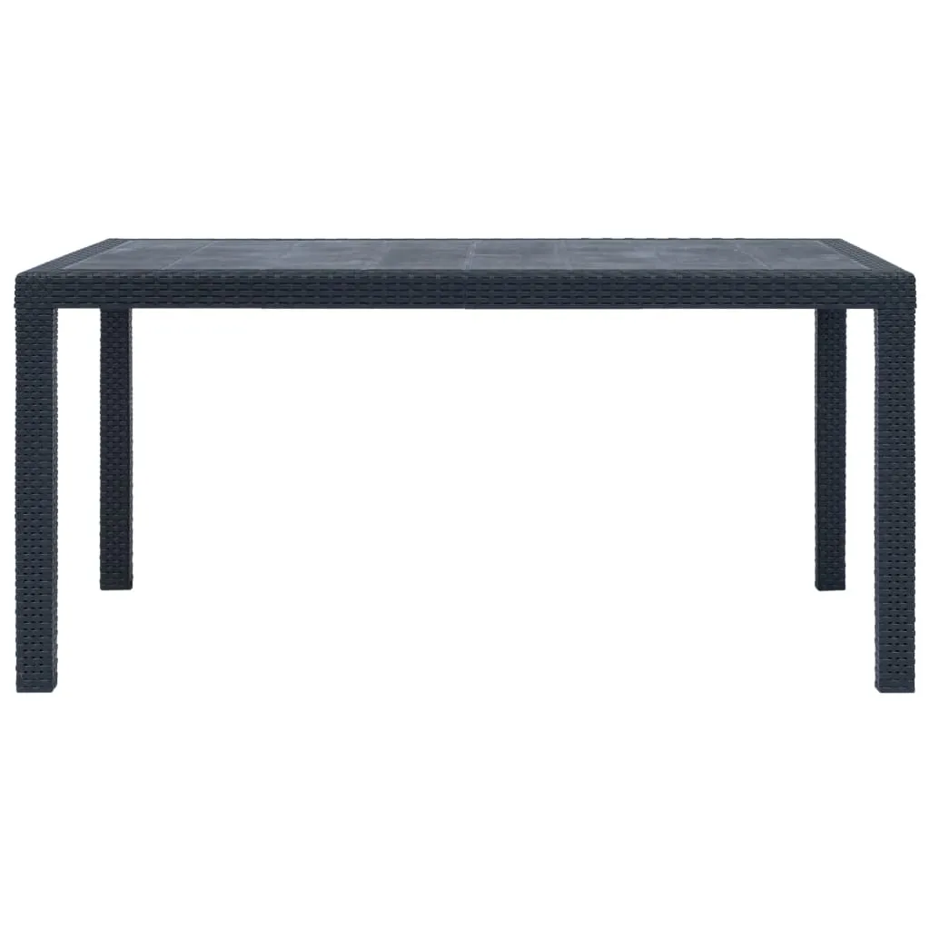 Patio Table Garden Outdoor Porch Dining Table with Rattan Look Plastic