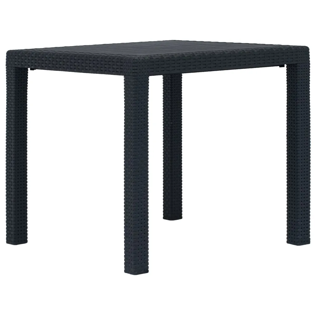 Patio Table Garden Outdoor Porch Dining Table with Rattan Look Plastic