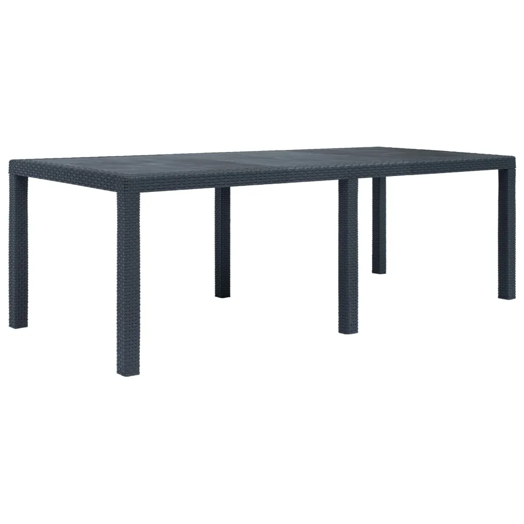 Patio Table Garden Outdoor Porch Dining Table with Rattan Look Plastic