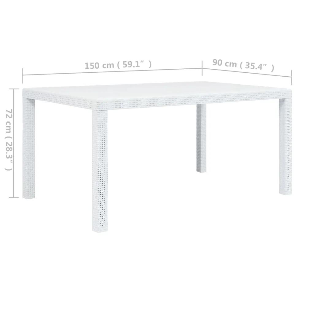 Patio Table Garden Outdoor Porch Dining Table with Rattan Look Plastic
