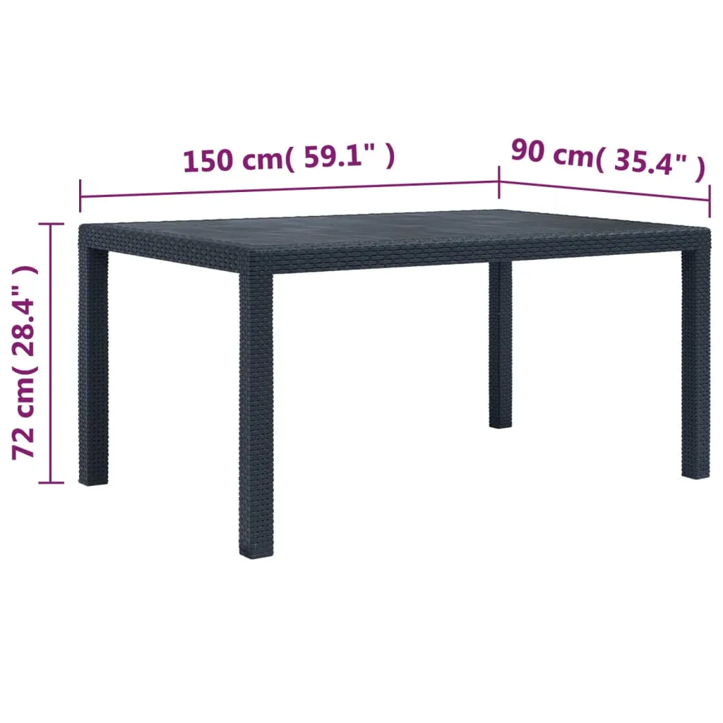 Patio Table Garden Outdoor Porch Dining Table with Rattan Look Plastic