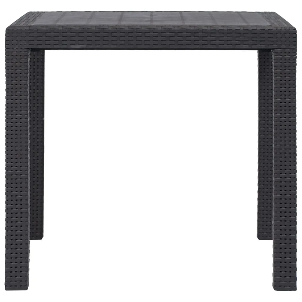 Patio Table Garden Outdoor Porch Dining Table with Rattan Look Plastic