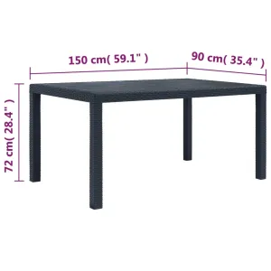 Patio Table Garden Outdoor Porch Dining Table with Rattan Look Plastic