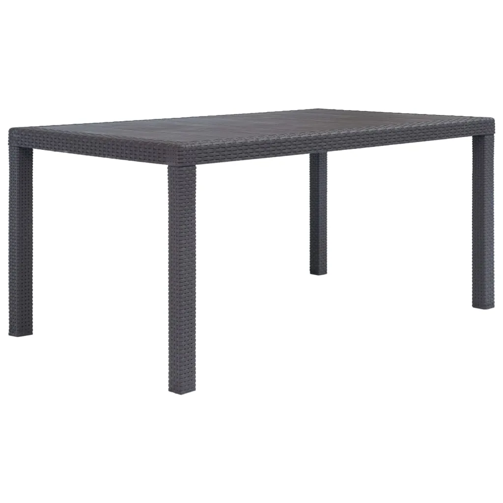 Patio Table Garden Outdoor Porch Dining Table with Rattan Look Plastic