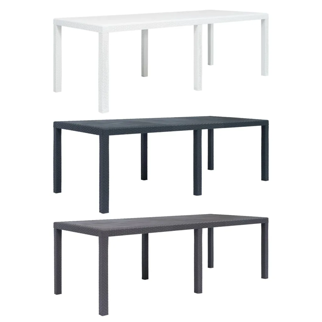 Patio Table Garden Outdoor Porch Dining Table with Rattan Look Plastic