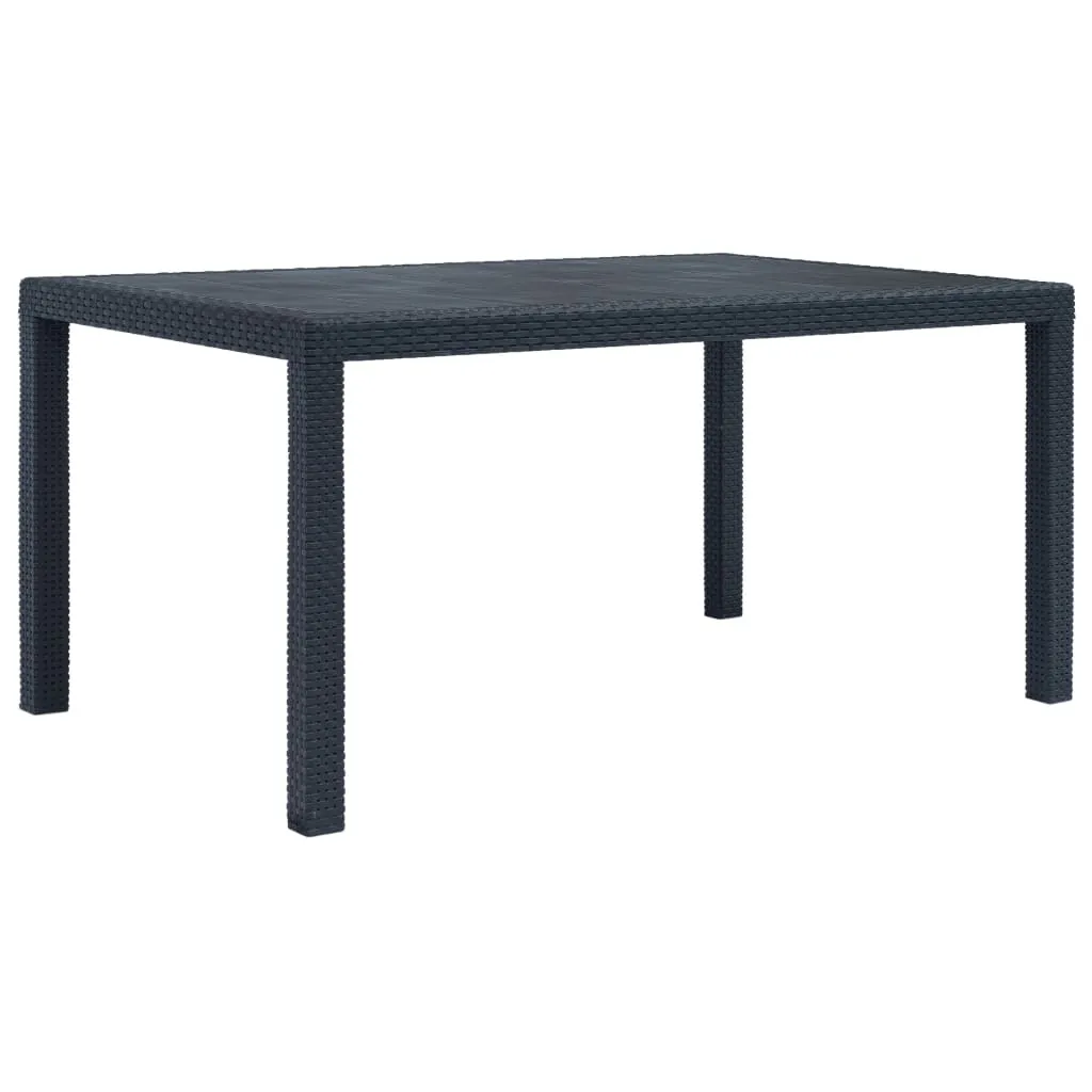 Patio Table Garden Outdoor Porch Dining Table with Rattan Look Plastic