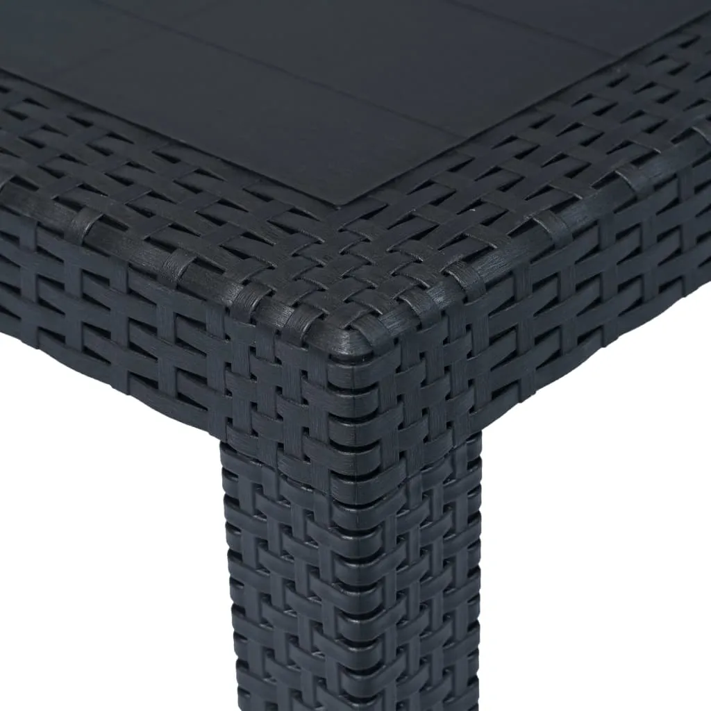 Patio Table Garden Outdoor Porch Dining Table with Rattan Look Plastic