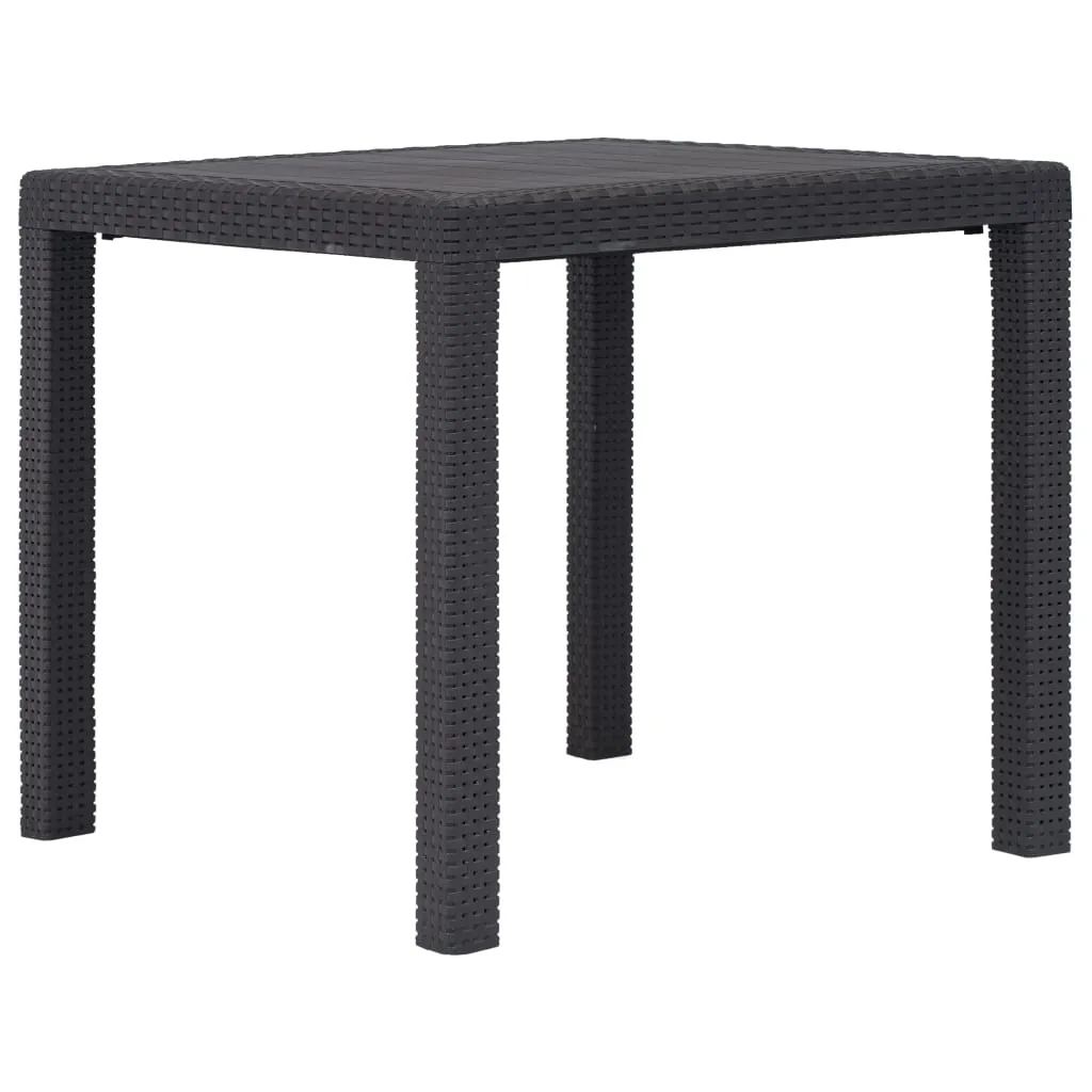 Patio Table Garden Outdoor Porch Dining Table with Rattan Look Plastic