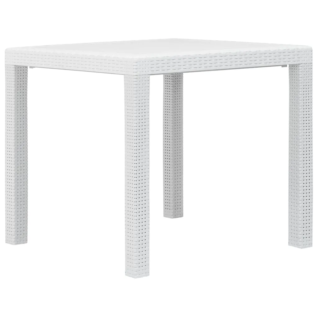 Patio Table Garden Outdoor Porch Dining Table with Rattan Look Plastic