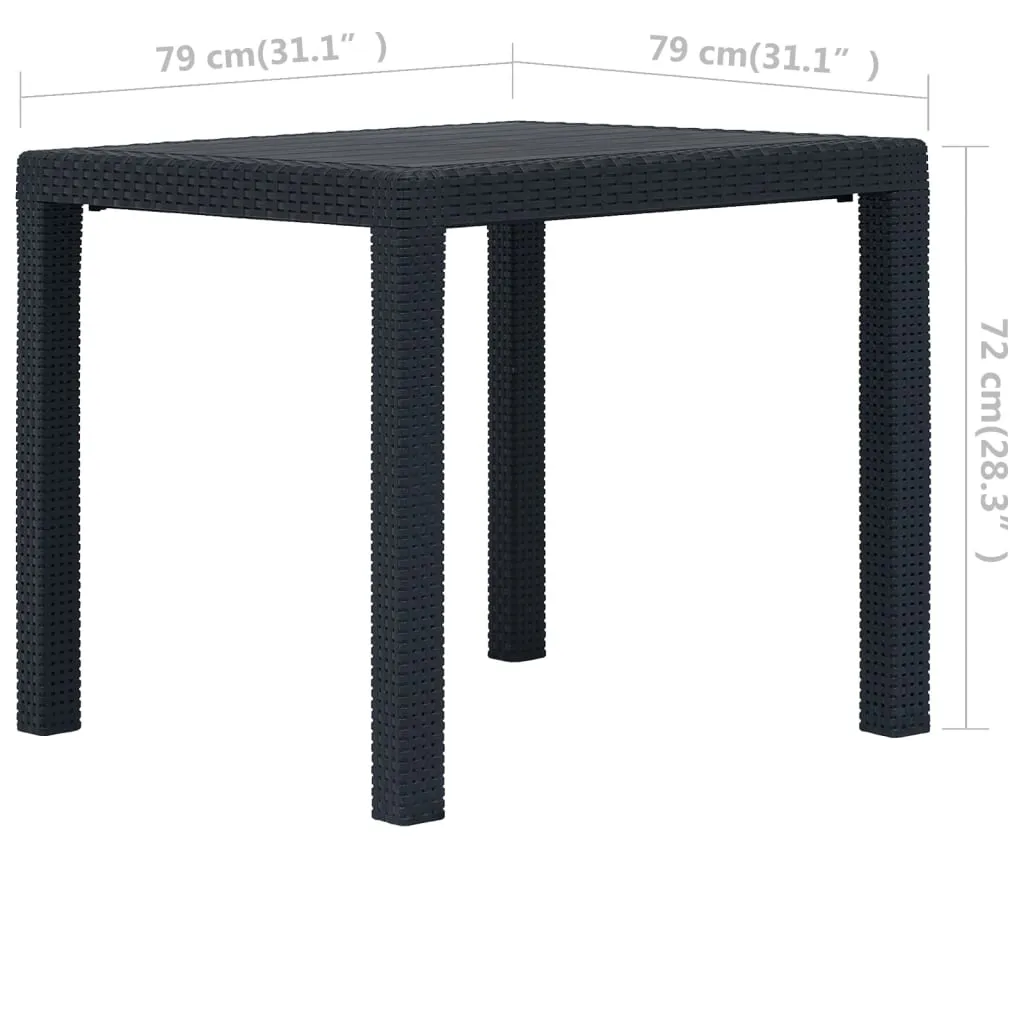 Patio Table Garden Outdoor Porch Dining Table with Rattan Look Plastic