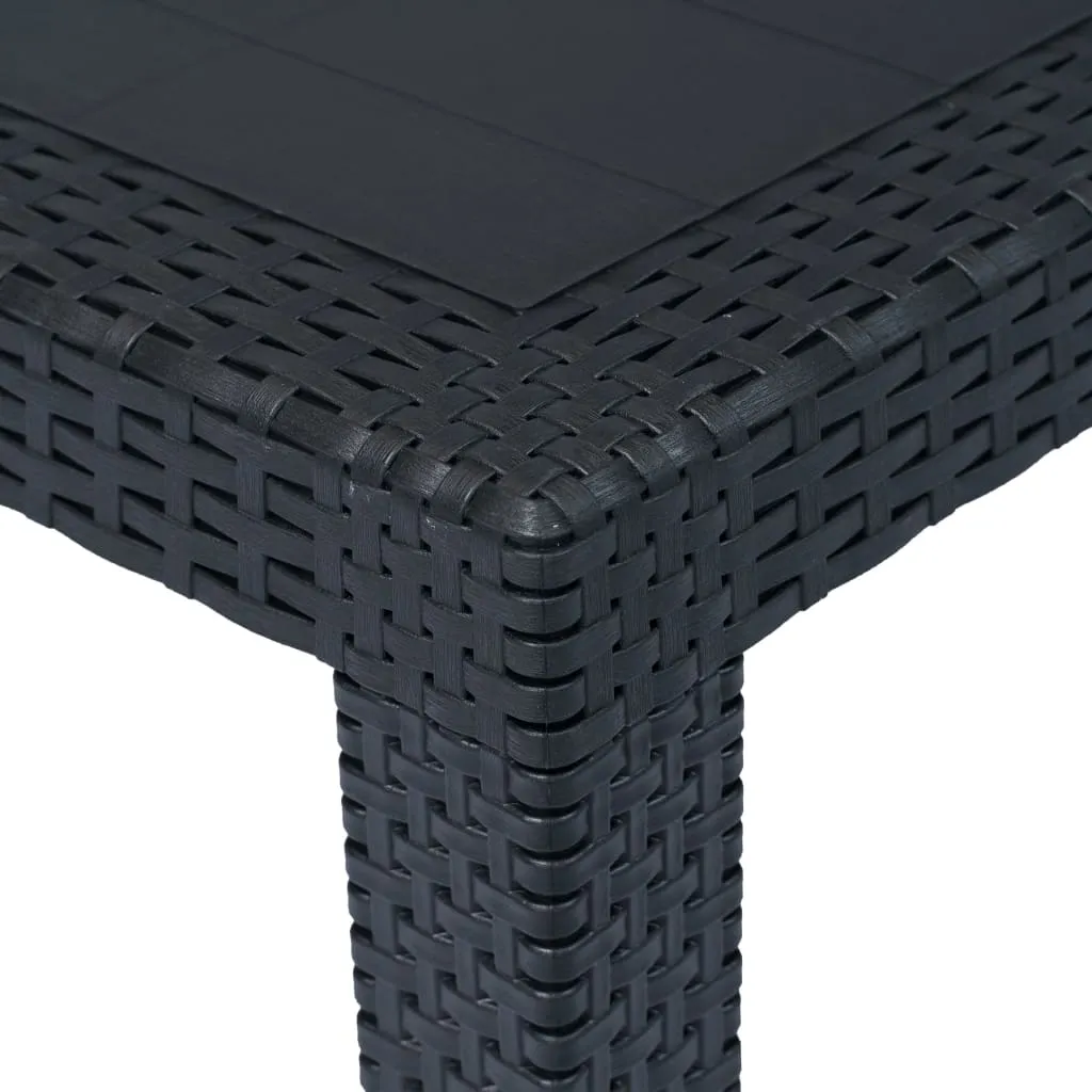 Patio Table Garden Outdoor Porch Dining Table with Rattan Look Plastic