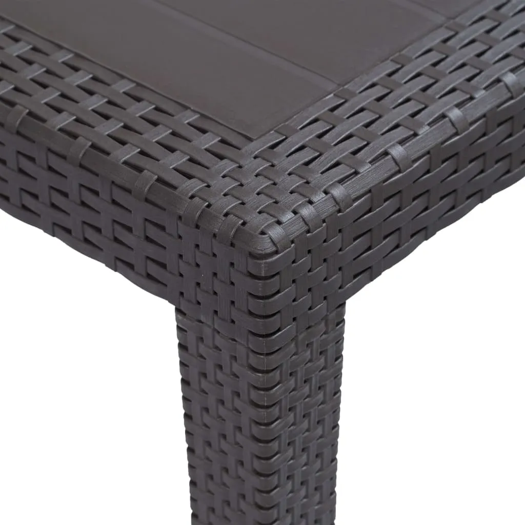 Patio Table Garden Outdoor Porch Dining Table with Rattan Look Plastic
