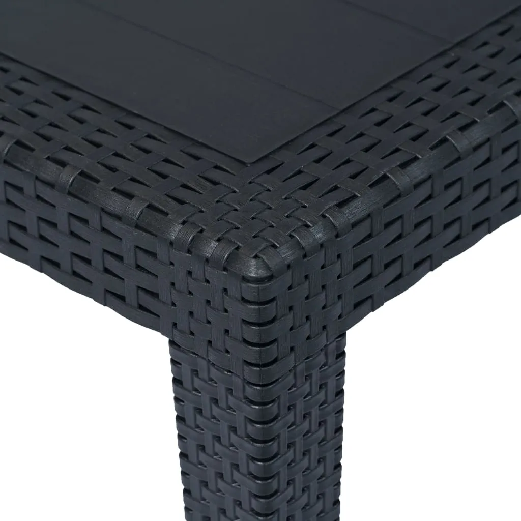 Patio Table Garden Outdoor Porch Dining Table with Rattan Look Plastic
