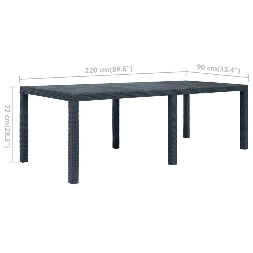 Patio Table Garden Outdoor Porch Dining Table with Rattan Look Plastic