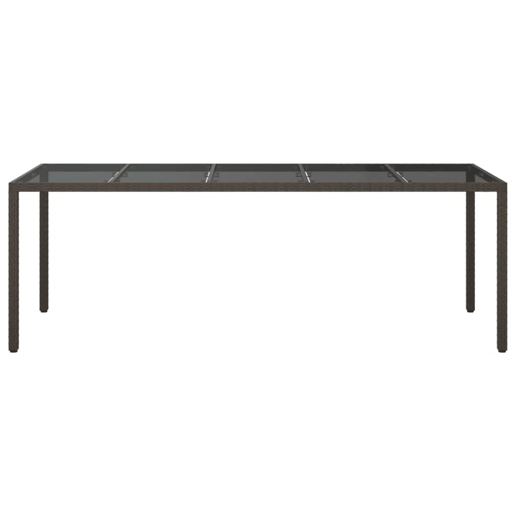 Patio Table Outdoor Garden Dinner Table Tempered Glass and Poly Rattan