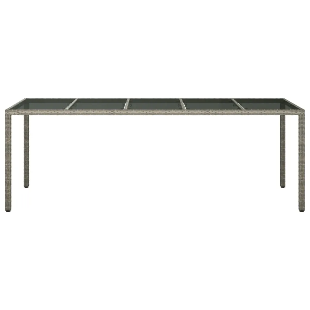 Patio Table Outdoor Garden Dinner Table Tempered Glass and Poly Rattan