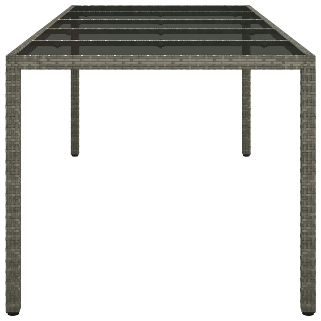 Patio Table Outdoor Garden Dinner Table Tempered Glass and Poly Rattan