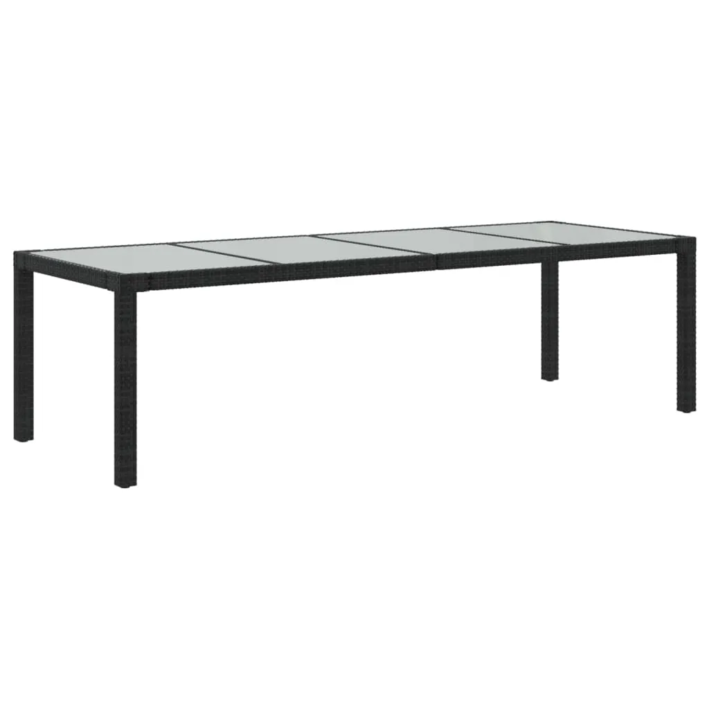 Patio Table Outdoor Garden Dinner Table Tempered Glass and Poly Rattan