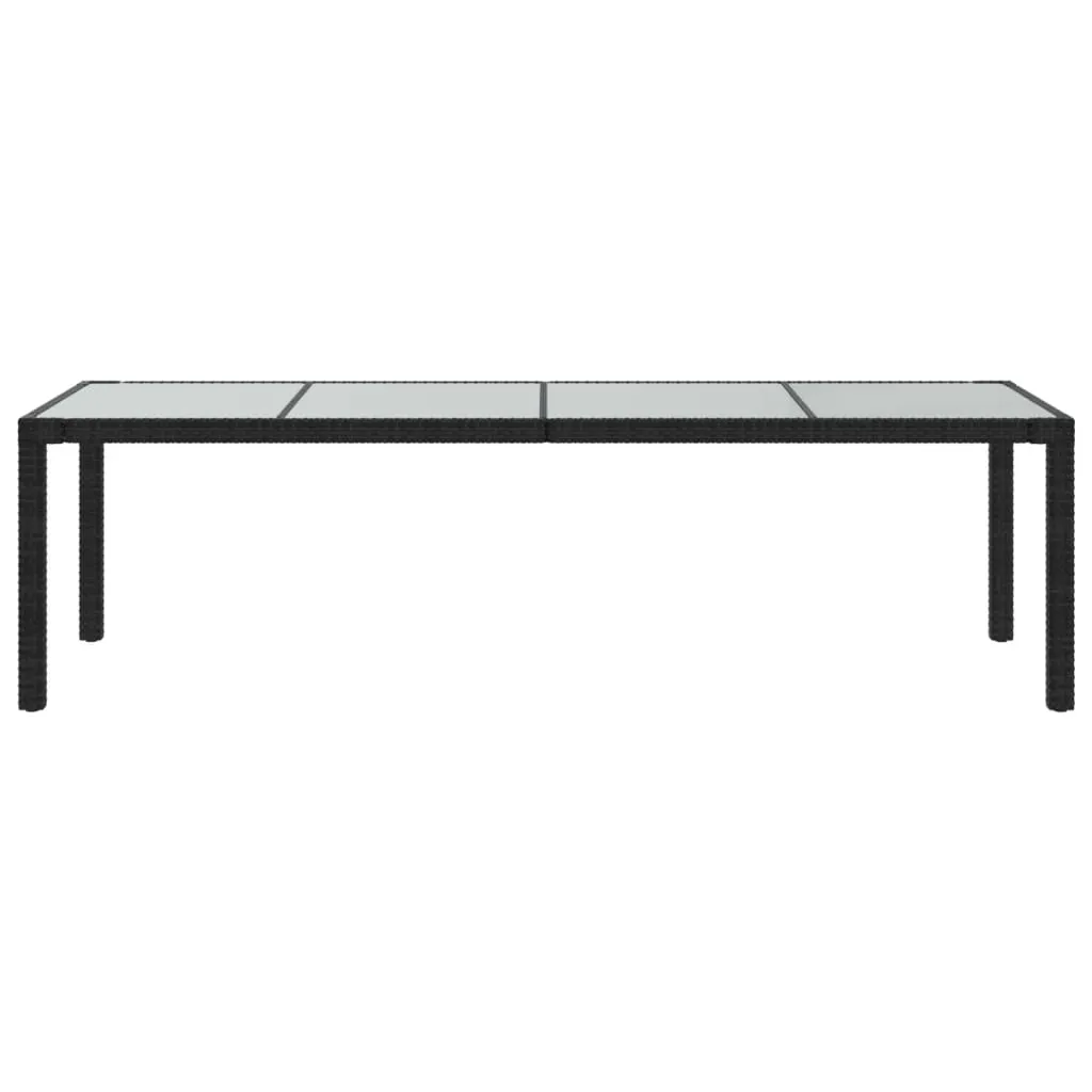 Patio Table Outdoor Garden Dinner Table Tempered Glass and Poly Rattan