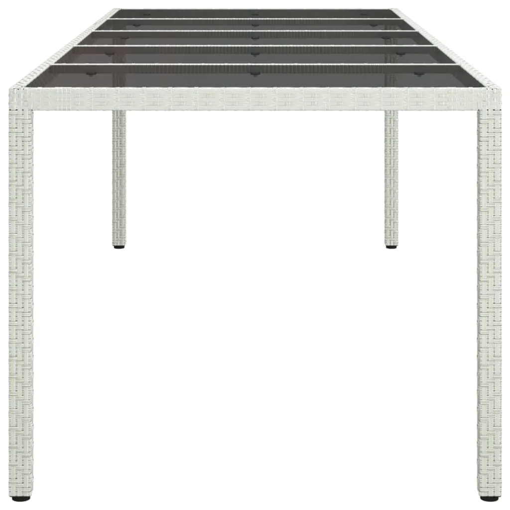 Patio Table Outdoor Garden Dinner Table Tempered Glass and Poly Rattan