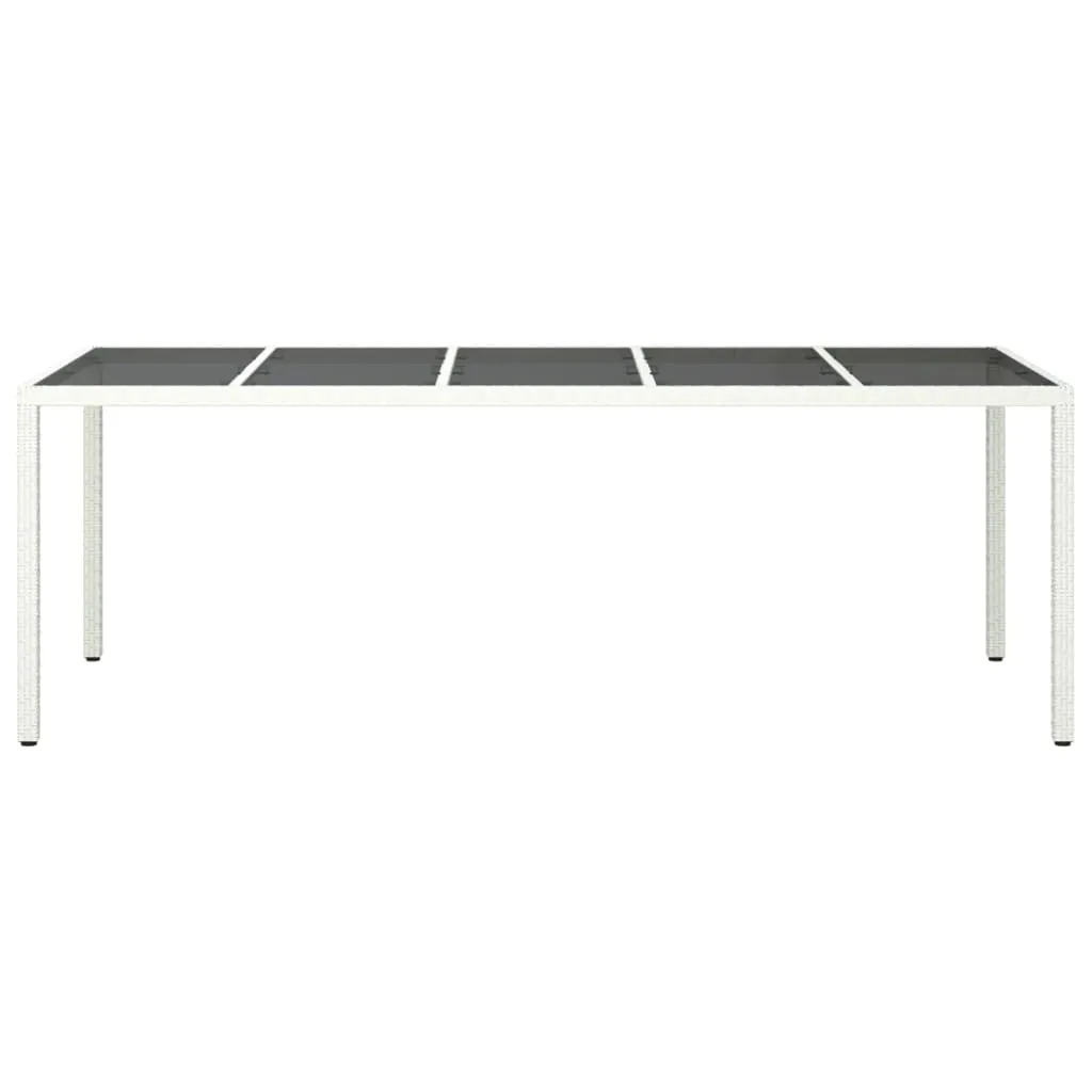 Patio Table Outdoor Garden Dinner Table Tempered Glass and Poly Rattan