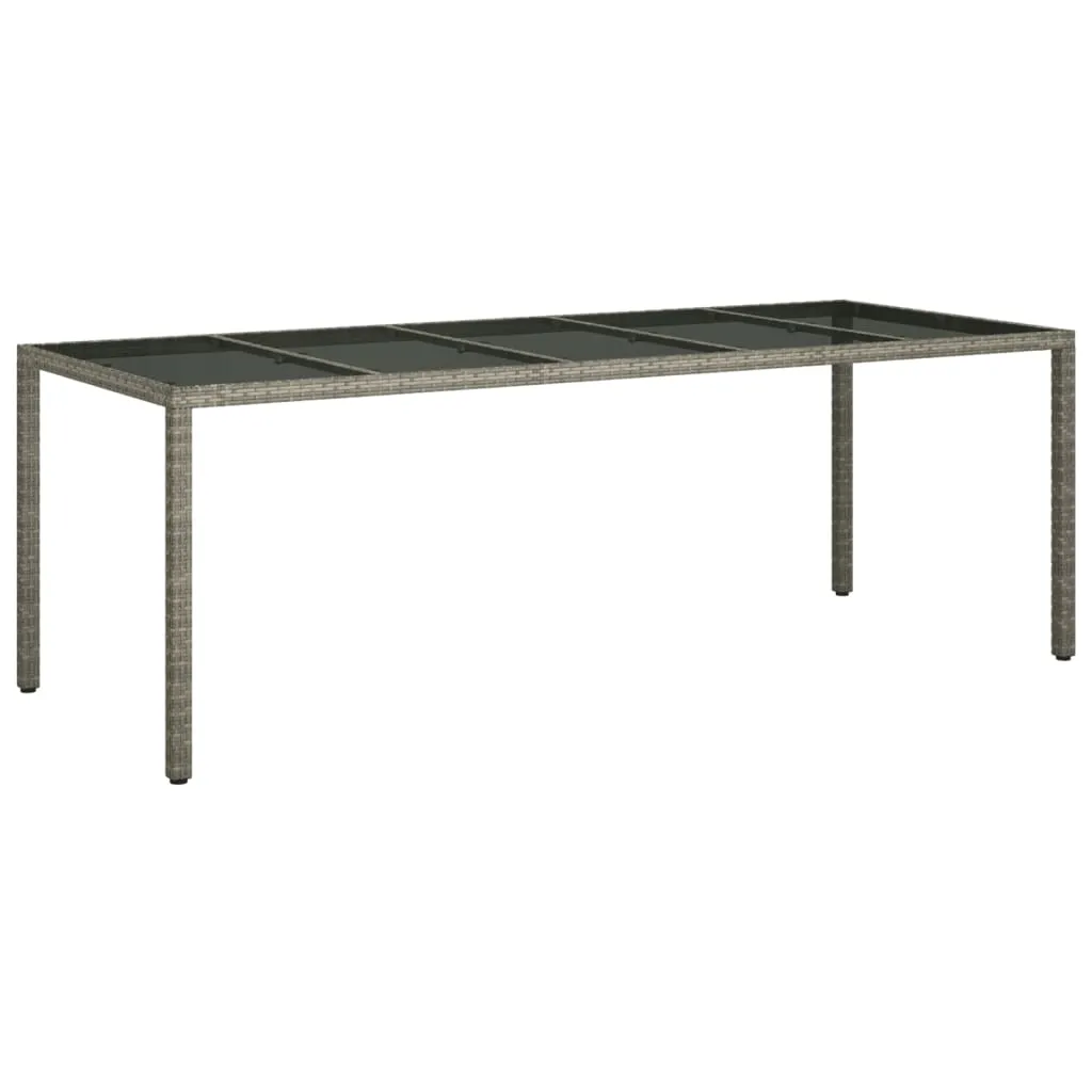 Patio Table Outdoor Garden Dinner Table Tempered Glass and Poly Rattan