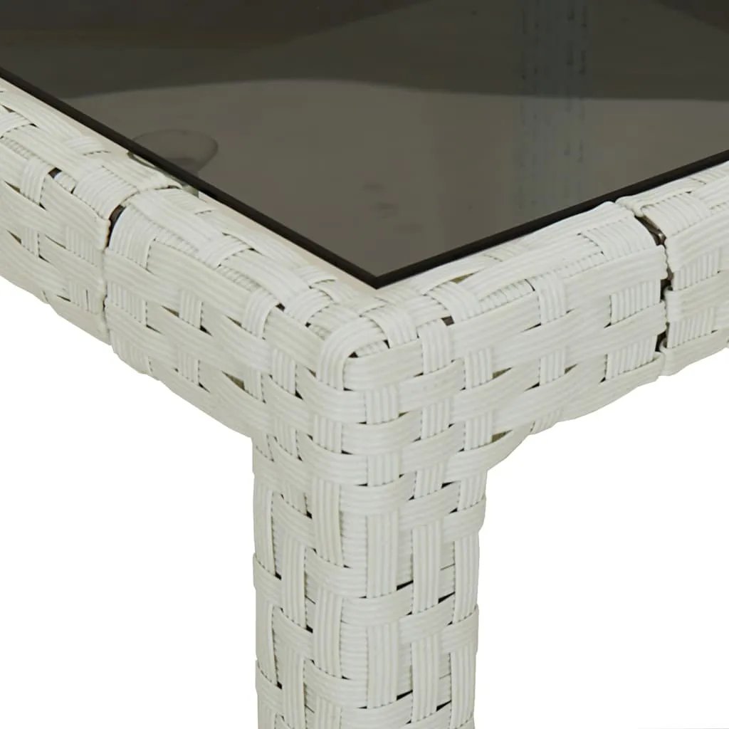 Patio Table Outdoor Garden Dinner Table Tempered Glass and Poly Rattan