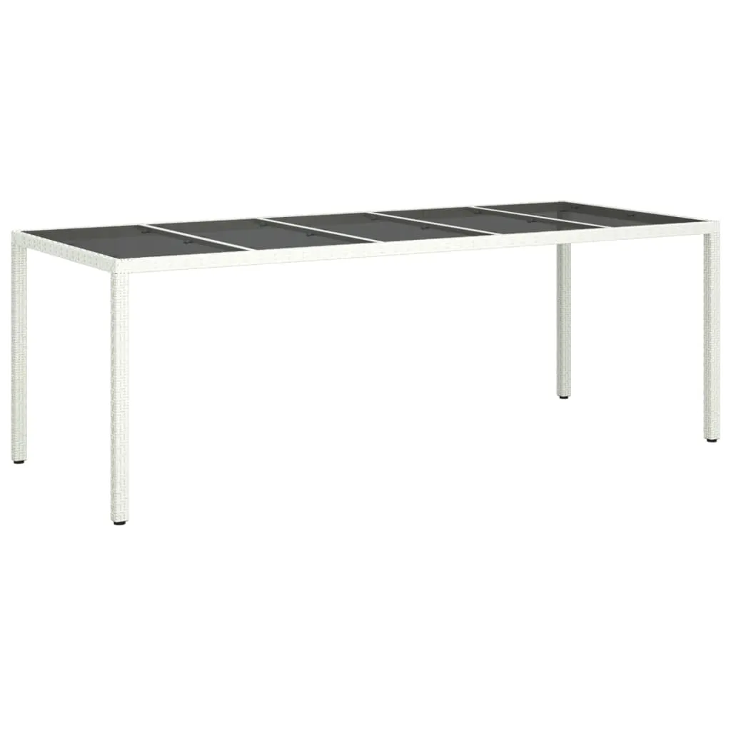 Patio Table Outdoor Garden Dinner Table Tempered Glass and Poly Rattan