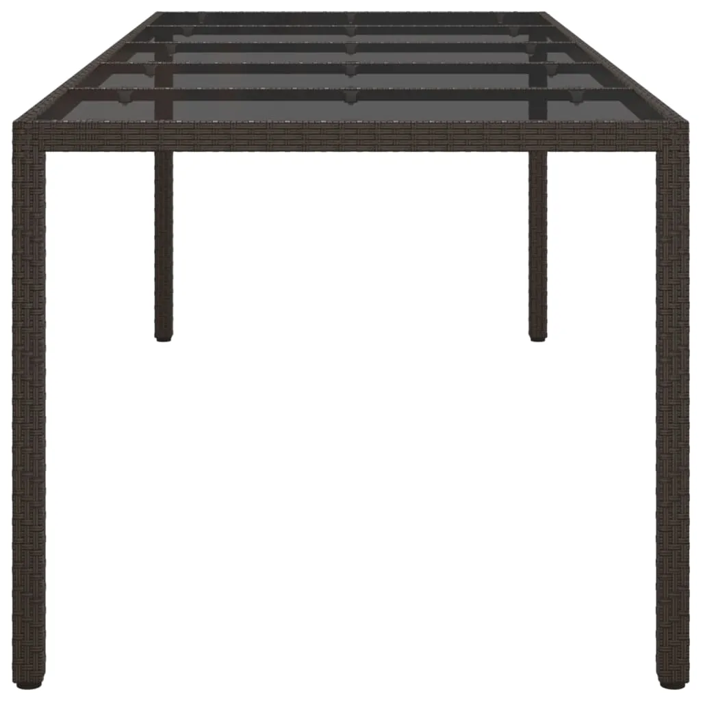 Patio Table Outdoor Garden Dinner Table Tempered Glass and Poly Rattan