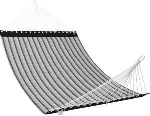 Patio Watcher 13 FT Quick Dry Textilene Hammock - Outdoor Double Hammock - Heavy Duty for Outside - 450 lbs Capacity - Grey Plaid