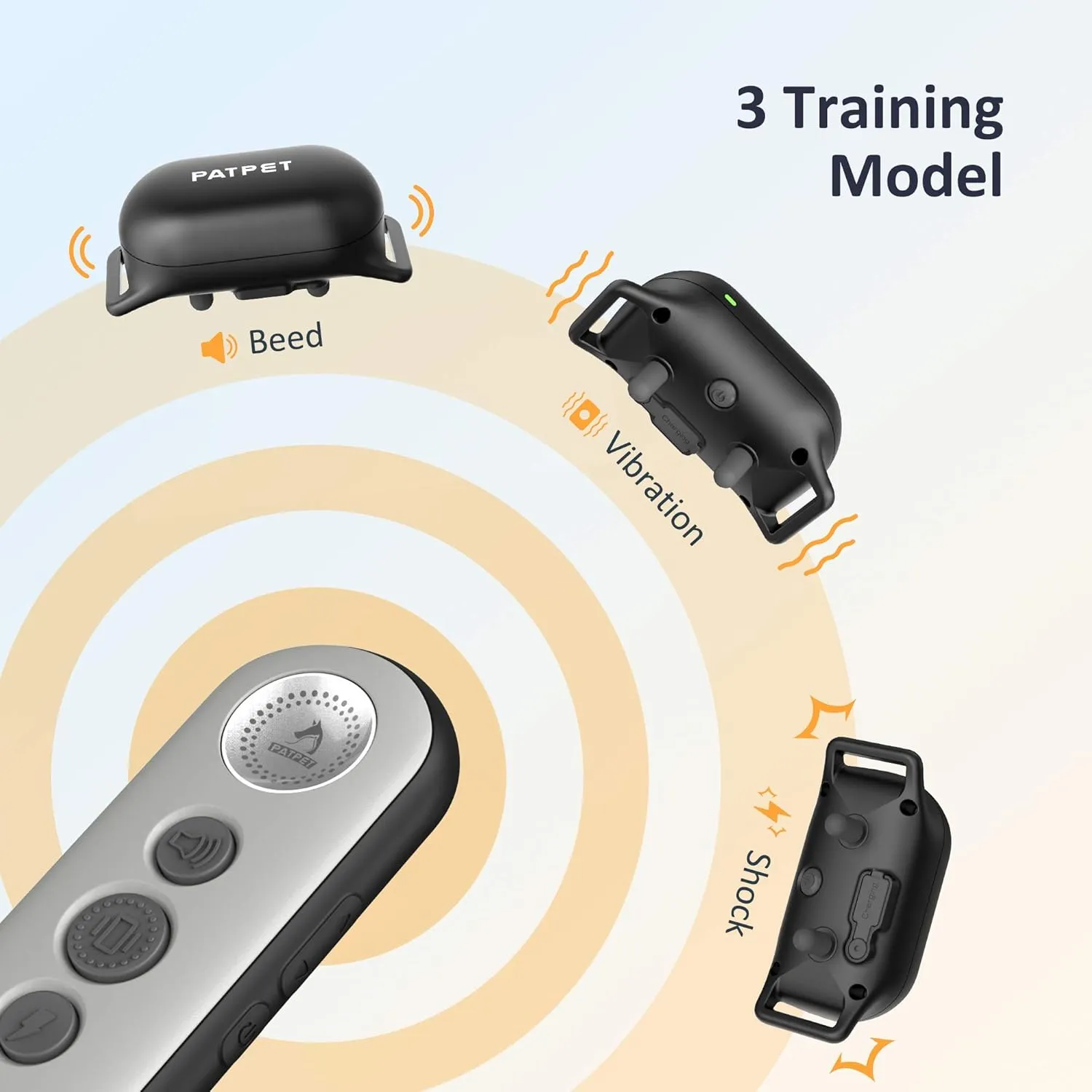 PATPET Dog Training Collar with Remote - Electric Dog Shock Collar for Small Medium Large Dogs - 3 Adjustable Safe Modes, Rechargeable Waterproof E Collar for Dogs (8-120 lbs)