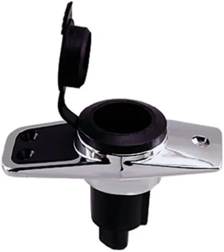 Perko 10603B0DP Chrome-Plated 3-Pin Plug-In Light Base with 5° Rake - 3.75" x 1.75" Base