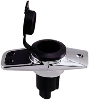 Perko 10603B0DP Chrome-Plated 3-Pin Plug-In Light Base with 5° Rake - 3.75" x 1.75" Base