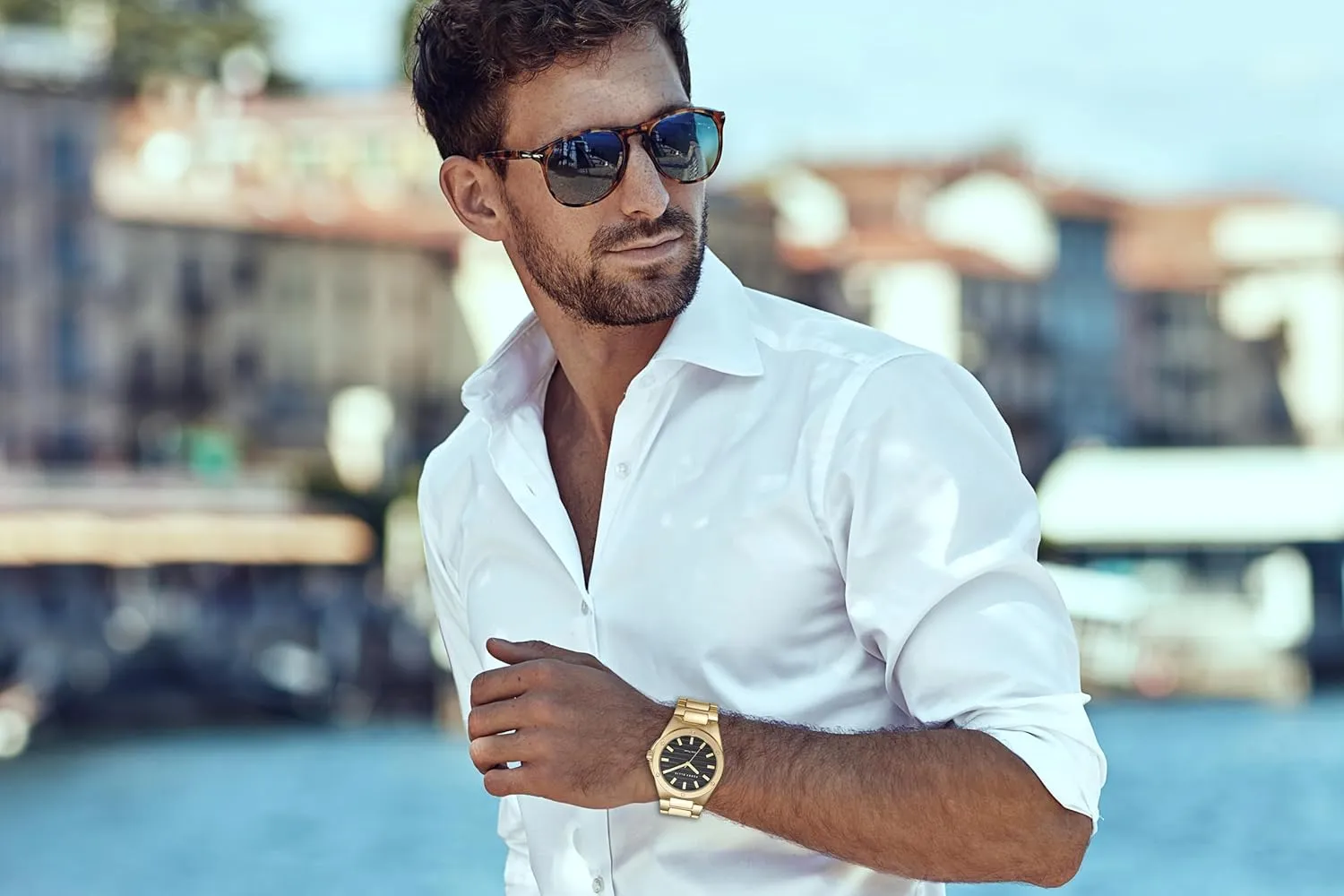 Perry Ellis Solar Powered Mens Watch | Alloy Bracelet | Water-Resistant Analog Wrist Watches for Men | 42mm Case | Relojes para Hombres | Elegant Gift for Man
