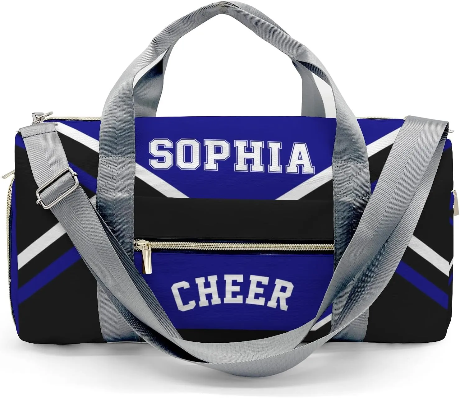 Personalized Multi-Function Travel Cheer Blue Black Cheerleader Duffel Handbag Large Capacity Women Men Gym Yoga Ballet with Name