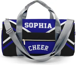 Personalized Multi-Function Travel Cheer Blue Black Cheerleader Duffel Handbag Large Capacity Women Men Gym Yoga Ballet with Name