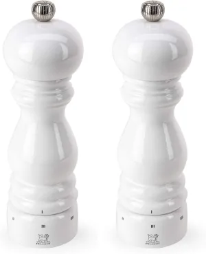 Peugeot Paris U'Select 7-Inch Pepper & Salt Mill Set, White Lacquer
