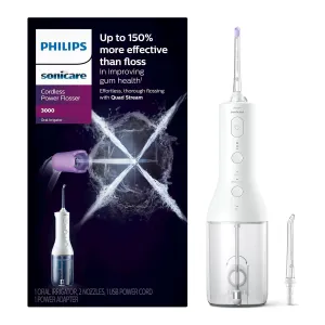 Philips Sonicare Cordless Power Flosser 3000, White, HX3826/21
