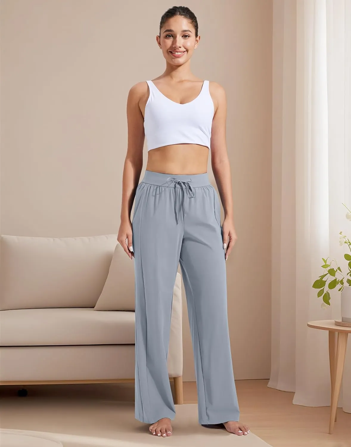 Pioneer Camp Women's Wide Leg Pants with Pockets High Waisted Stretch Cozy Lounge Pants Soft Loose Fit Casual Sweatpants