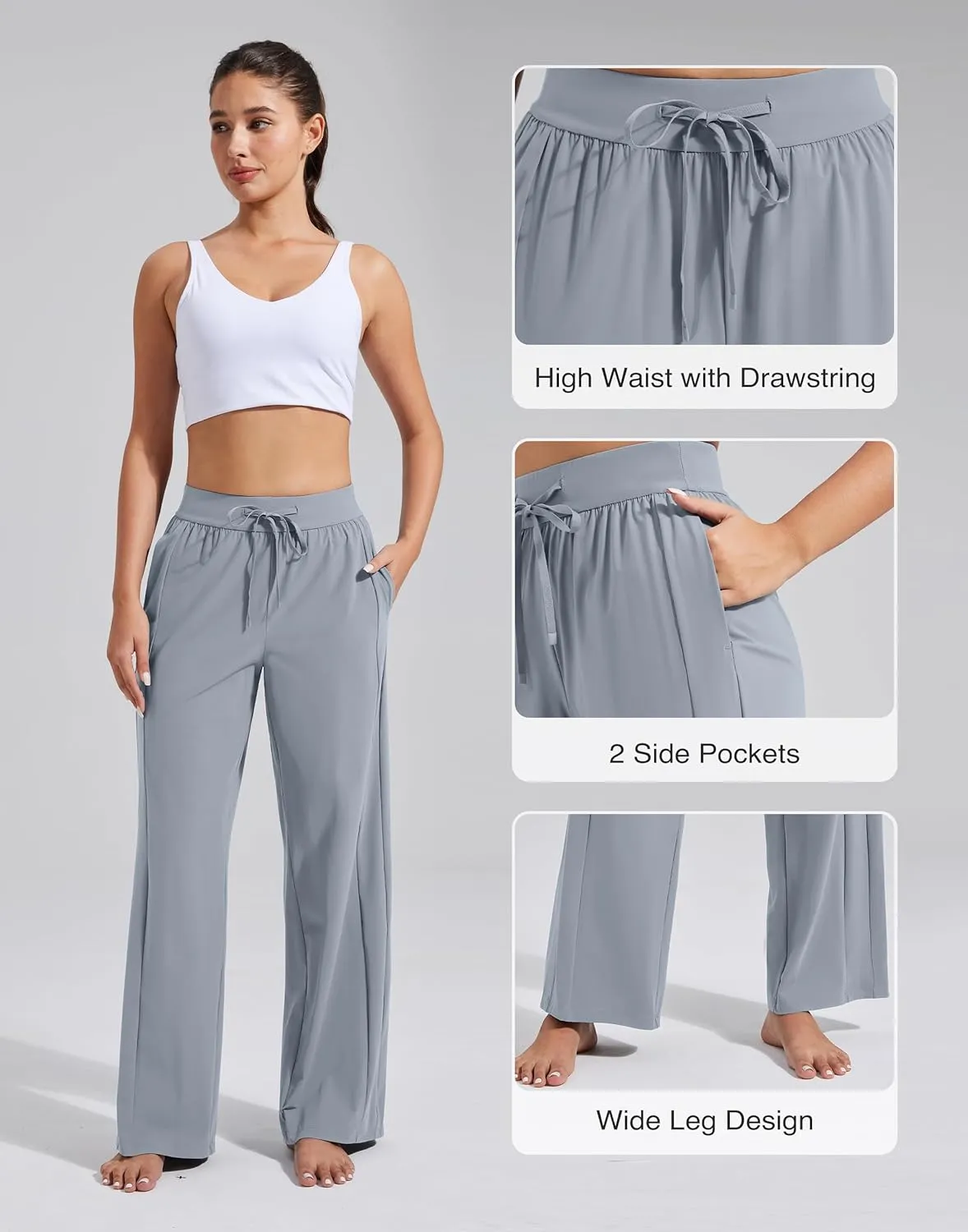Pioneer Camp Women's Wide Leg Pants with Pockets High Waisted Stretch Cozy Lounge Pants Soft Loose Fit Casual Sweatpants