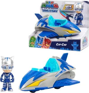 PJ Masks Save the Sky Cat-Car, 3-inch Cat-Boy Figure and Vehicle, Blue, Pretend Play, Kids Toys for Ages 3 Up by Just Play