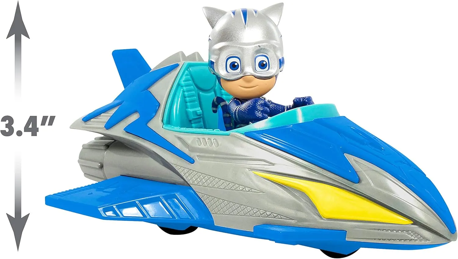PJ Masks Save the Sky Cat-Car, 3-inch Cat-Boy Figure and Vehicle, Blue, Pretend Play, Kids Toys for Ages 3 Up by Just Play