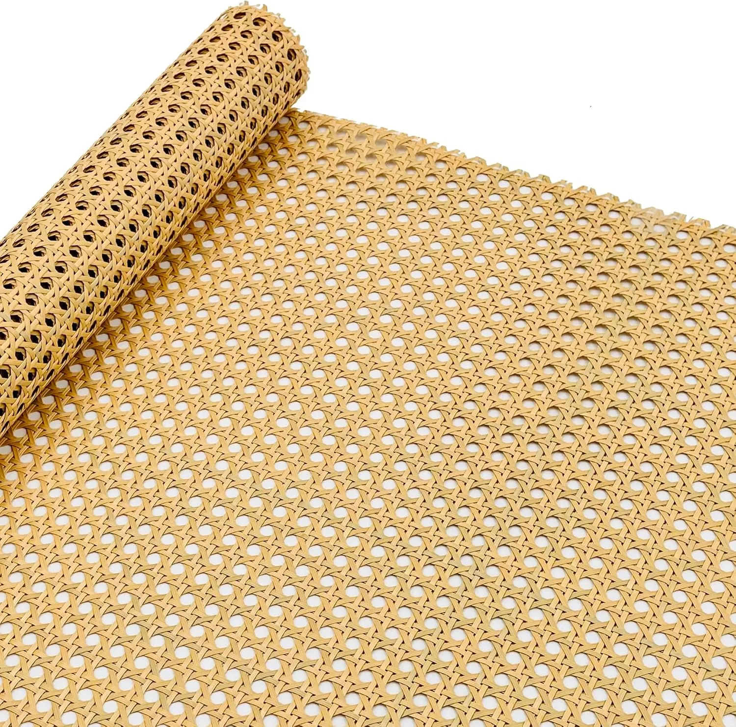 Plastic Rattan Webbing Roll, 16 Inch x 6.6 Feet, Handwoven Synthetic Poly Rattan, Faux Cane Mesh-Open Weave, Hexagonal Pattern, for DIY Home Decor Projects incl. Furnitures Chairs Cabinets Beds