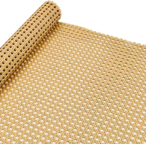 Plastic Rattan Webbing Roll, 16 Inch x 6.6 Feet, Handwoven Synthetic Poly Rattan, Faux Cane Mesh-Open Weave, Hexagonal Pattern, for DIY Home Decor Projects incl. Furnitures Chairs Cabinets Beds