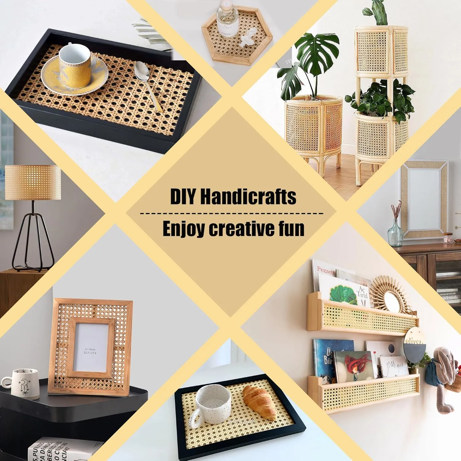 Plastic Rattan Webbing Roll, 16 Inch x 6.6 Feet, Handwoven Synthetic Poly Rattan, Faux Cane Mesh-Open Weave, Hexagonal Pattern, for DIY Home Decor Projects incl. Furnitures Chairs Cabinets Beds