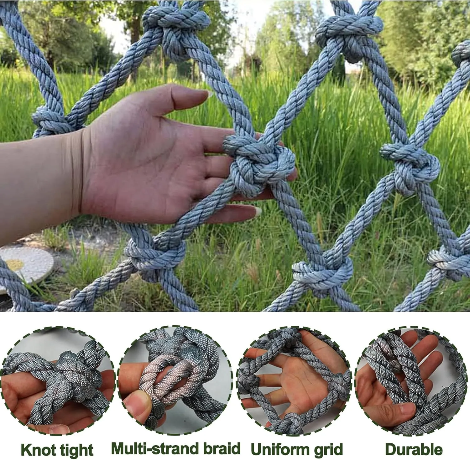 Playground Playground Net Heavy Duty Climbing Cargo Net for Kids Aldult Outdoor Tree House Cargo Rope Ladder Truck Trailer Fence Netting Swing Hammock,6.6x21.3ft